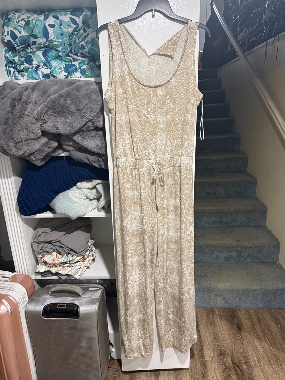 Juicy Couture Beige Snake-Print Sleeveless Jumpsuit